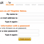 Conversion Rate Optimisation; Sales optimisation; Content; Ecommerce; Amazon New User Registration Screenshot